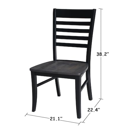 International Concepts Set of 2 Cosmo Chairs, Coal-Black/washed black C75-310P